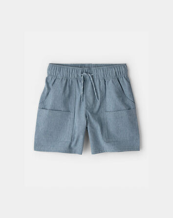 B&eacute;b&eacute; gar&ccedil;on - Short tiss&eacute; avec poches - Bleu, 