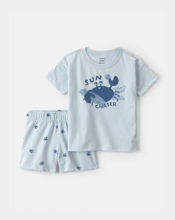 Toddler Boy 2-Piece Crab Short-Sleeve Top & Short Set - Blue, 