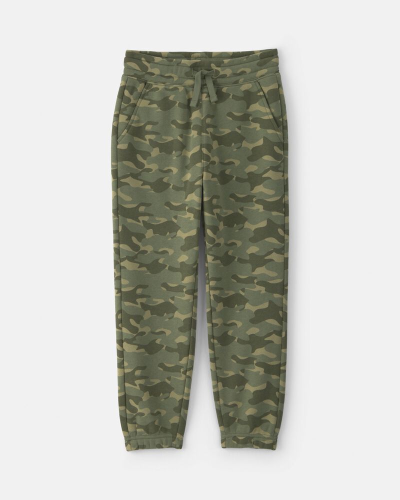 Boys Camo Fleece Joggers - Olive Green, image 1 of 4 slides