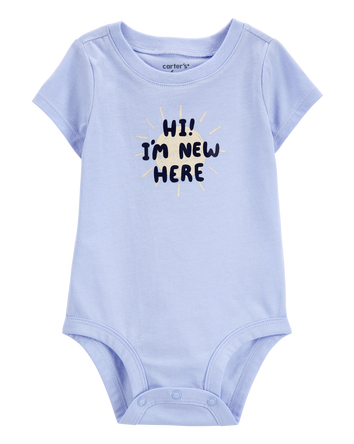 Baby I'm New Here Short-Sleeve Bodysuit, 
