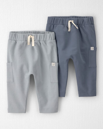 B&eacute;b&eacute; - Emballage de 2 pantalons de jogging en jersey bouclette de coton biologique, 