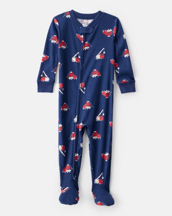 B&eacute;b&eacute; gar&ccedil;on - Pyjama 1 pi&egrave;ce en coton 100 % avec ajustement serr&eacute; et fermeture &eacute;clair &agrave; 2 voies - Marine, 