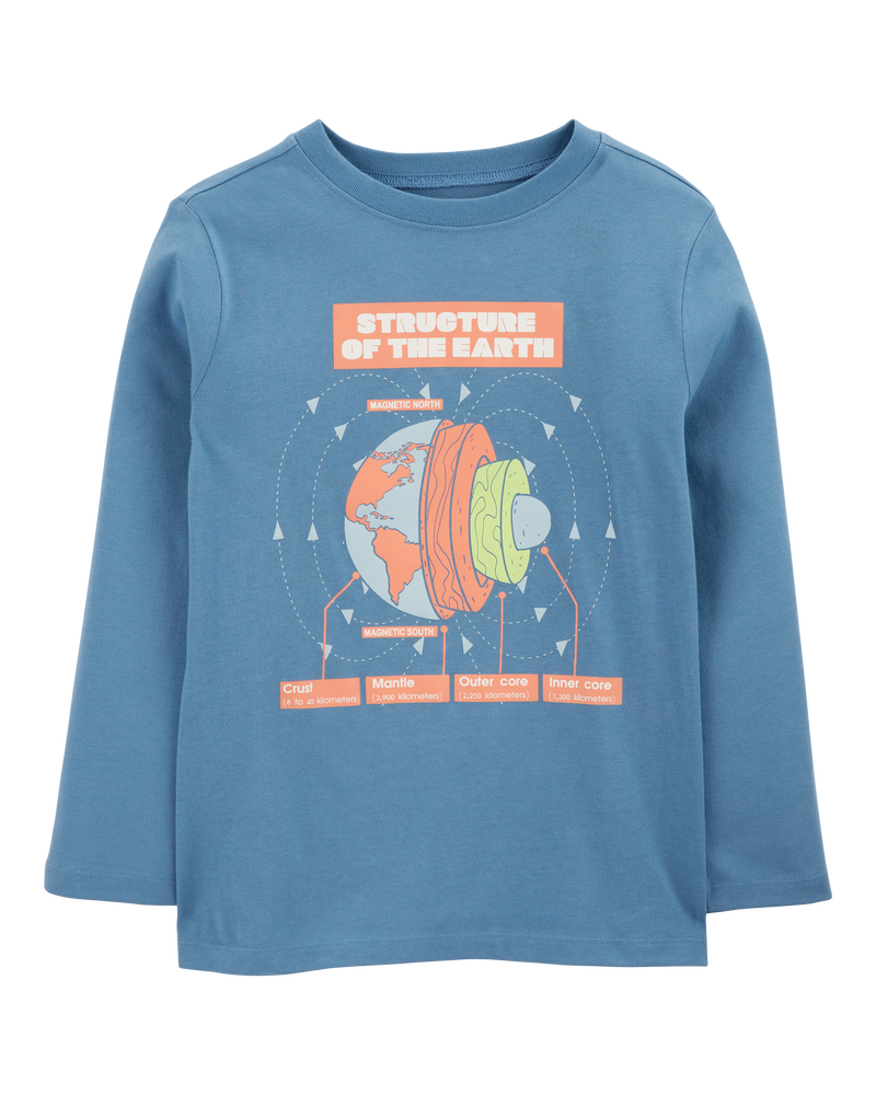 Kid Earth Diagram Blend Long-Sleeve Tee - Blue, image 1 of 3 slides