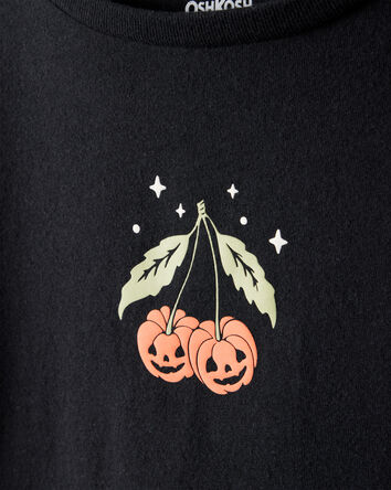 Filles - T-shirt à manches longues à imprimé de citrouille d’Halloween – Noir, 