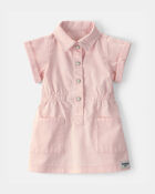 Baby Girl Twill Button-Up Utility Dress - Pink, image 1 of 5 slides