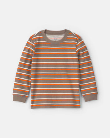 Tout-petit gar&ccedil;on &ndash; T-shirt manches longues &agrave; rayures &ndash; Gris/Orange/Cr&egrave;me, 