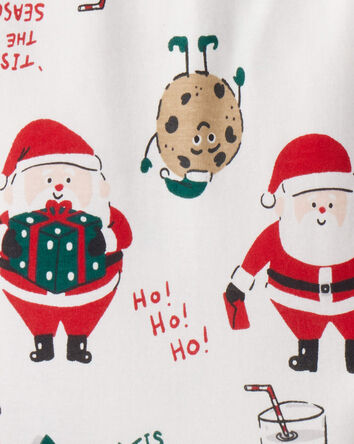 Toddler Christmas Santa Print 100% Cotton Long-Sleeve Snug Fit 2-Piece pyjamas - White, 
