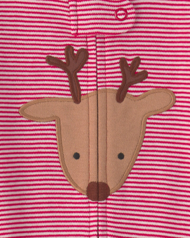 B&eacute;b&eacute; - Grenouill&egrave;re 100 % coton avec fermeture &agrave; glissi&egrave;re double sens &agrave; motif renne &ndash; Rouge, image 4 sur 4 diapositives