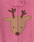 B&eacute;b&eacute; - Grenouill&egrave;re 100 % coton avec fermeture &agrave; glissi&egrave;re double sens &agrave; motif renne &ndash; Rouge, image 4 sur 4 diapositives