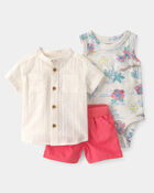 Baby Boy 3-Piece Solid Short-Sleeve Top & Short Set, image 1 of 5 slides