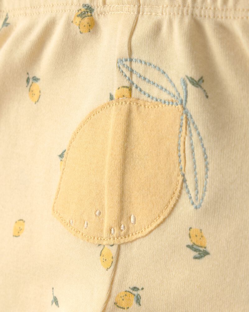 Baby Girl 3-Piece Lemon Bodysuits & Pant Set - Yellow/White, image 2 of 6 slides