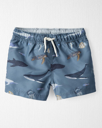 Toddler Recycled Ocean-Print Swim Trunks, 