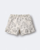 Toddler Girl Ruffle Butterfly Shorts in Dog Print - Cream, image 2 of 3 slides