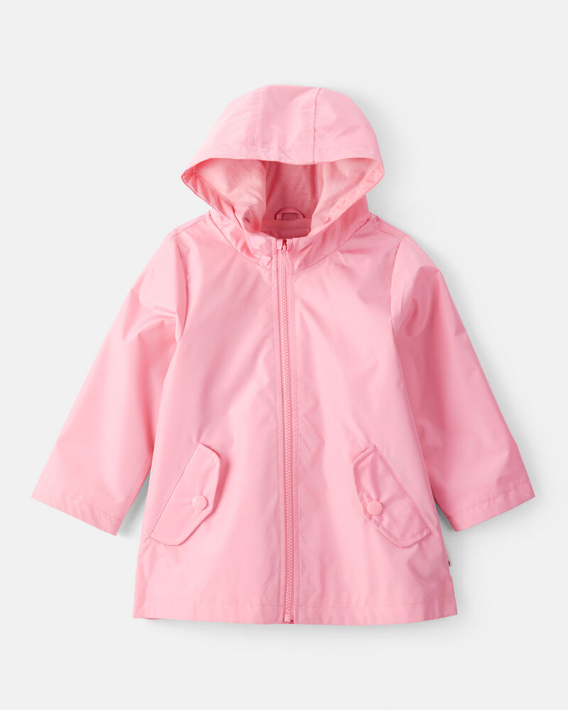Toddler Girl Solid Rain Jacket - Pink, image 1 of 2 slides