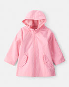 Toddler Girl Solid Rain Jacket - Pink, image 1 of 2 slides