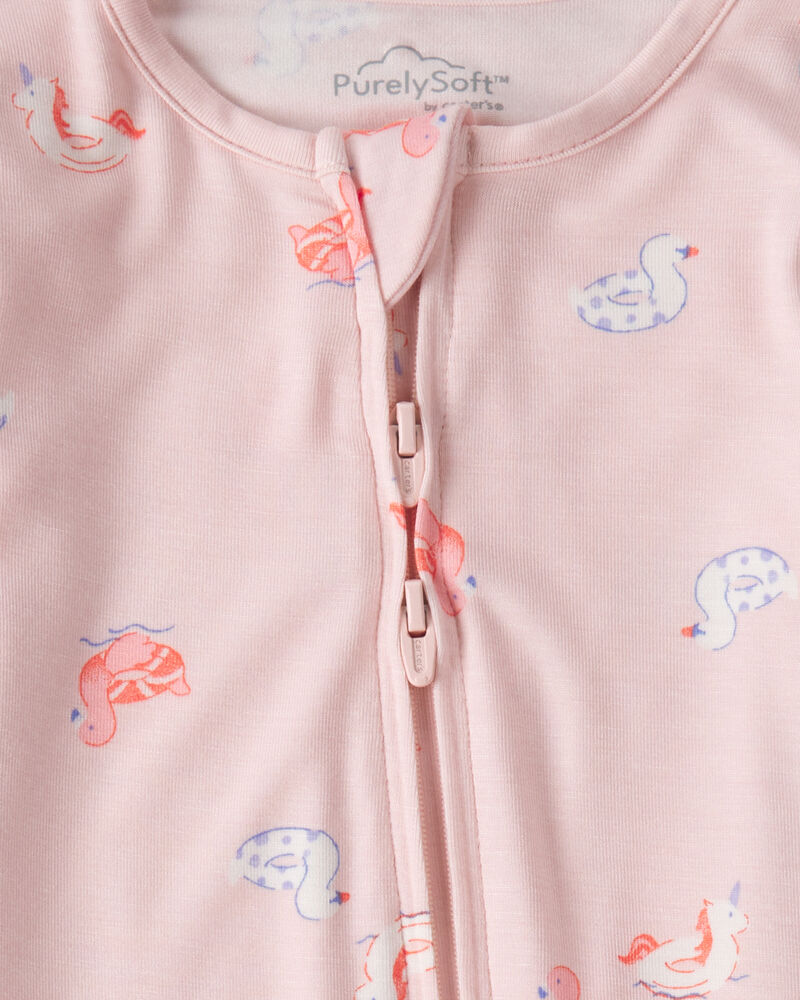 Baby Girl Flamingo PurelySoft&trade; Snug Fit Sleeper - Pink, image 5 of 9 slides