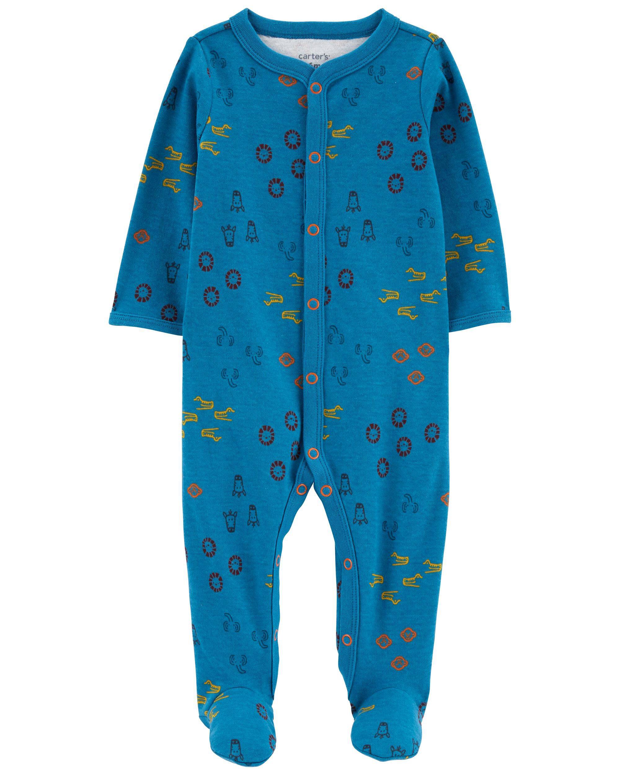 Blue Baby Snap Up Cotton Sleeper Pyjamas Carter s Oshkosh Canada
