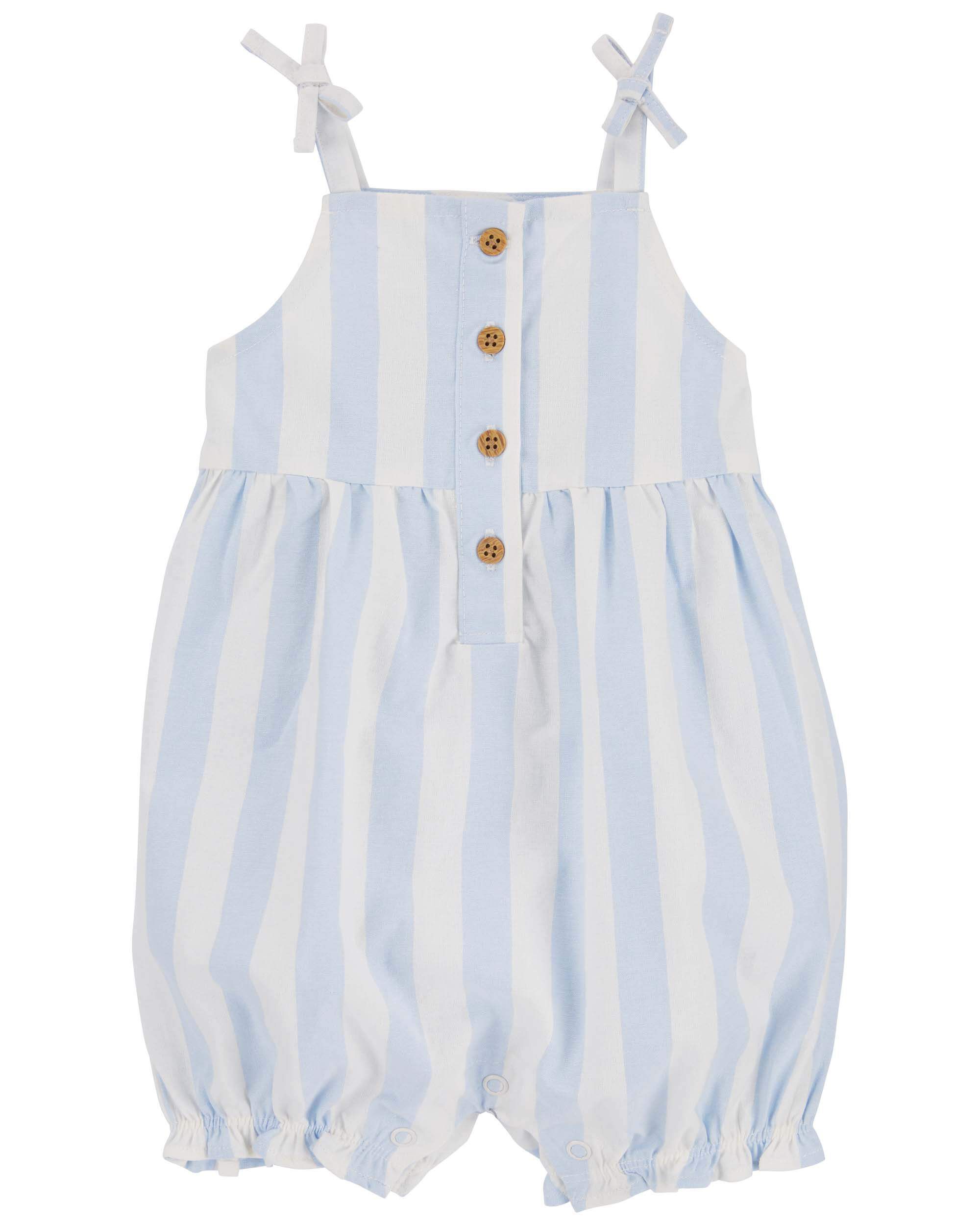 Blue White Cabana Striped Cotton Romper Carter s Oshkosh Canada
