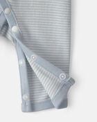 Baby Boy Striped 100% Cotton Sleeper - Blue, image 3 of 5 slides