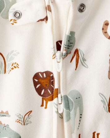 Baby Animal Print 2-Way Zip Cotton Sleeper, 