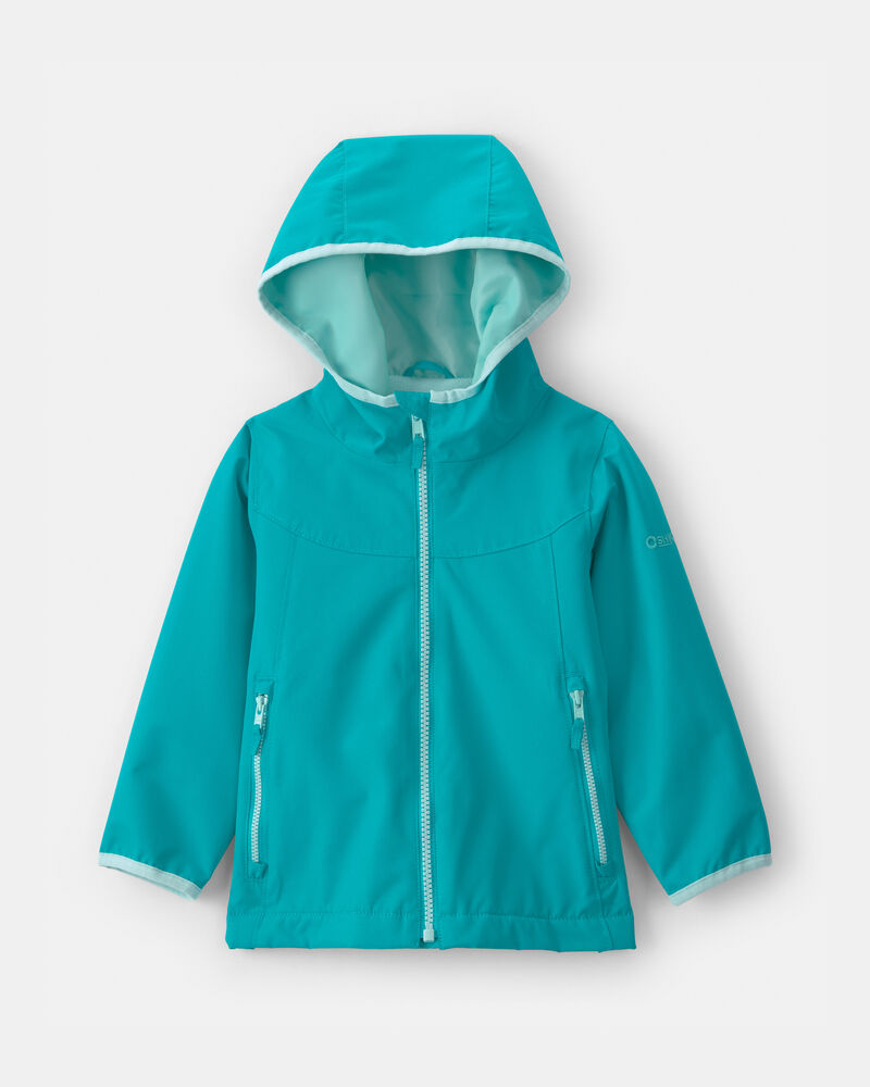 Toddler Girl Solid Midweight Fleece Lined Jacket- Aqua, image 1 of 3 slides