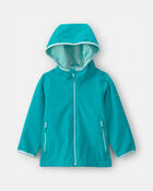Toddler Girl Solid Midweight Fleece Lined Jacket- Aqua, image 1 of 3 slides