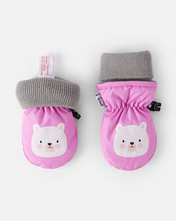 Baby Girl KOMBI Animal Foldable Cuff Mittens, 