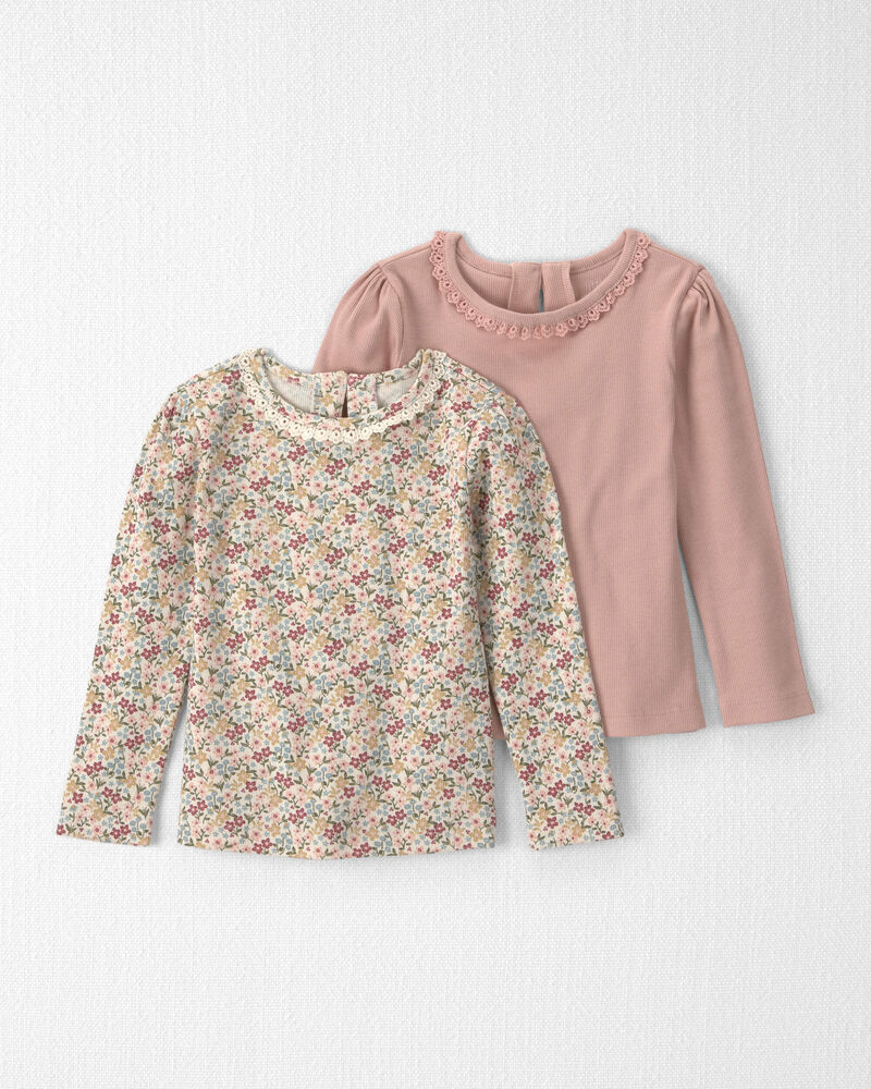 Toddler Girl 2-Pack Organic Cotton Slim Fit Tops, image 1 of 5 slides