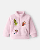 Toddler Girl Dr. Seuss&trade; The Grinch Sherpa Quarter-Zip Pullover Sweatshirt - Pink, image 1 of 3 slides