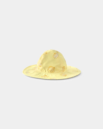 B&eacute;b&eacute; fille - Chapeau de soleil r&eacute;versible, coquillages - Jaune, 