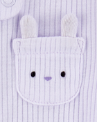 Baby Girl Bunny 2-Way Zip Ribbed Sleeper pyjamas, image 2 of 3 slides