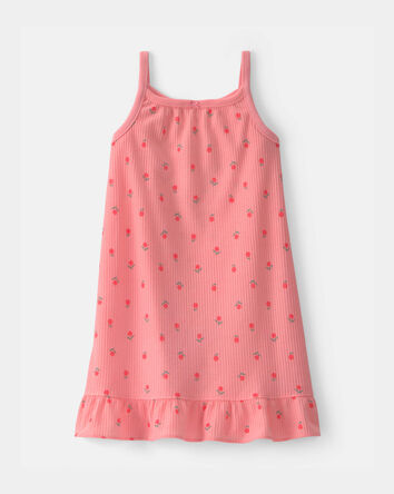 Girls Cherry Sleeveless Night Gown - Coral, 