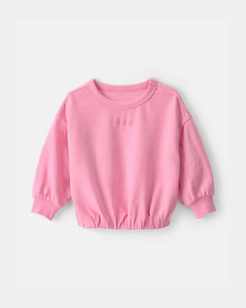 Baby Girl Strawberry French Terry Pullover Sweatshirt - Pink, 