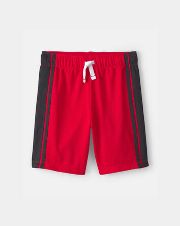 Boys Striped Mesh Active Shorts - Red, 