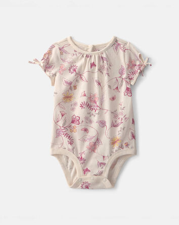 Baby Girl Floral Short-Sleeve Bodysuit - Ivory, 