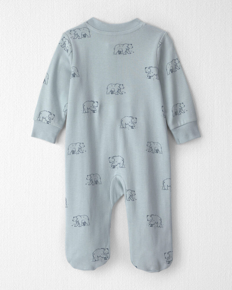 B&eacute;b&eacute; - Grenouill&egrave;re en coton biologique &agrave; motif Oursons bleus , image 2 sur 4 diapositives