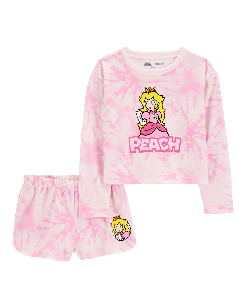Enfant Pyjama 2 pièces décontracté imprimé de la princesse Peach de Super Mario BrosMC - Rose, image 1 sur 3 diapositives