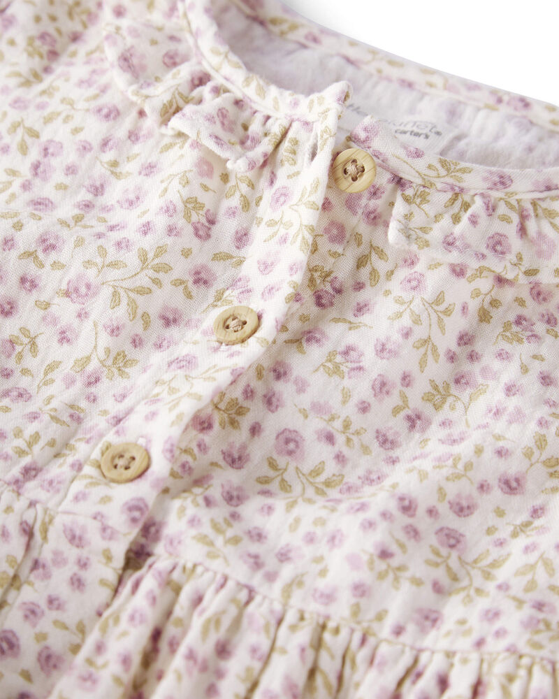 Toddler Organic Cotton Dress in Botanic Muse Print, image 2 of 5 slides