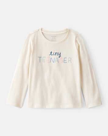 Tout-petit fille - T-shirt &agrave; manches longues &agrave; imprim&eacute; &laquo;Tiny Teenager&raquo; - Cr&egrave;me, 