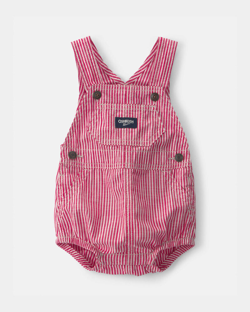 Baby Hickory Stripe Bubble Romper - Red/Ivory, image 1 of 4 slides