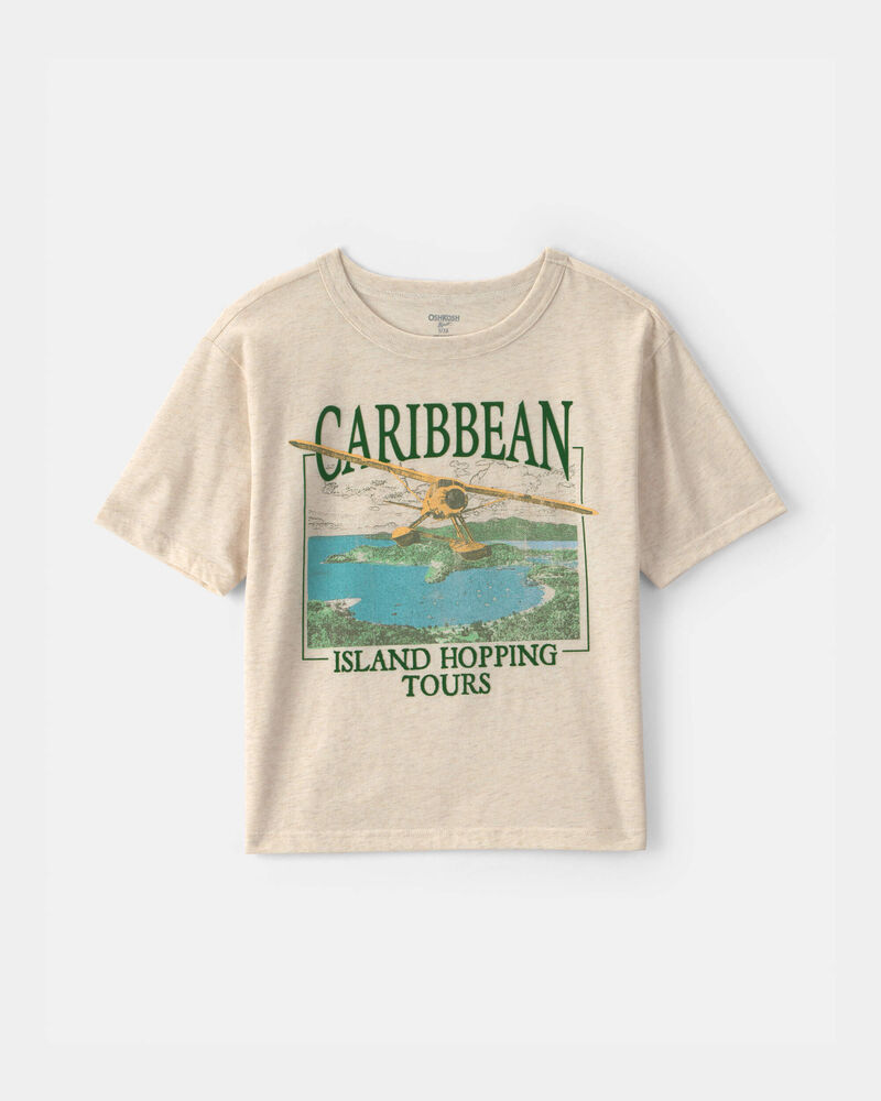 Gar&ccedil;ons - T-shirt &agrave; imprim&eacute; &laquo;Caribbean Island&raquo; - Cr&egrave;me, image 1 sur 3 diapositives