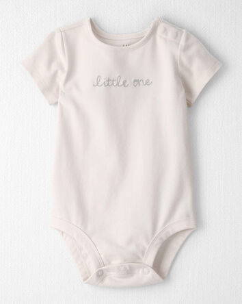 Baby 'Little One' Organic Cotton Embroidered Bodysuit in Ivory, 