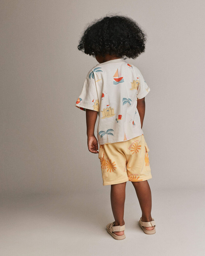 Toddler Dolman Tee in Sandcastle Print - Cream, image 4 of 6 slides