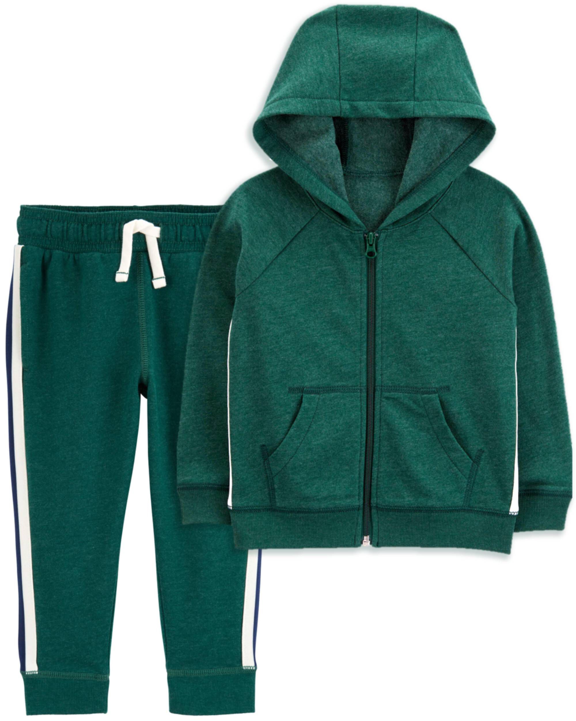 Green Toddler 2 Piece Zip Up Fleece Hoodie Pants Set Carter s Oshkosh Canada