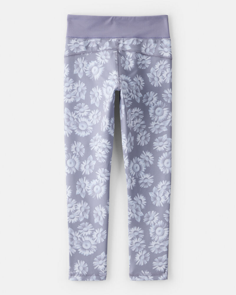 Girls Floral Active Leggings - Blue, image 2 of 4 slides