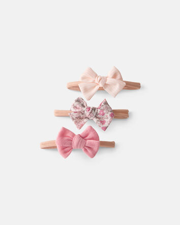 Baby Girl 3-Pack Bow Hair Ties- Pink, 