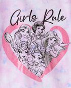 Girls Disney© Princess Girls Rule Tie-Dye Short-Sleeve Graphic Tee - Purple/Pink, image 2 of 2 slides
