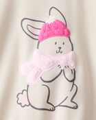 Toddler Girl Bunny French Terry Long-Sleeve Pullover Sweatshirt - Cream, image 3 of 4 slides