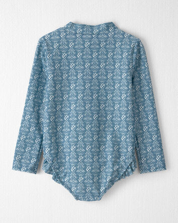 Toddler Girl Recycled Ruffle Swimsuit in Bloom Lagoon, 