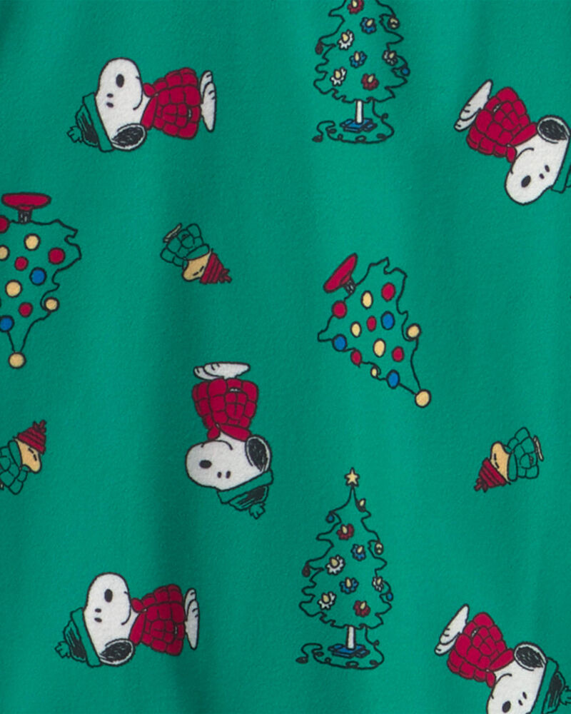 Adultes Pyjama ample 2 pi&egrave;ces en molleton &agrave; motif Snoopy de No&euml;l &ndash; Vert, image 3 sur 4 diapositives